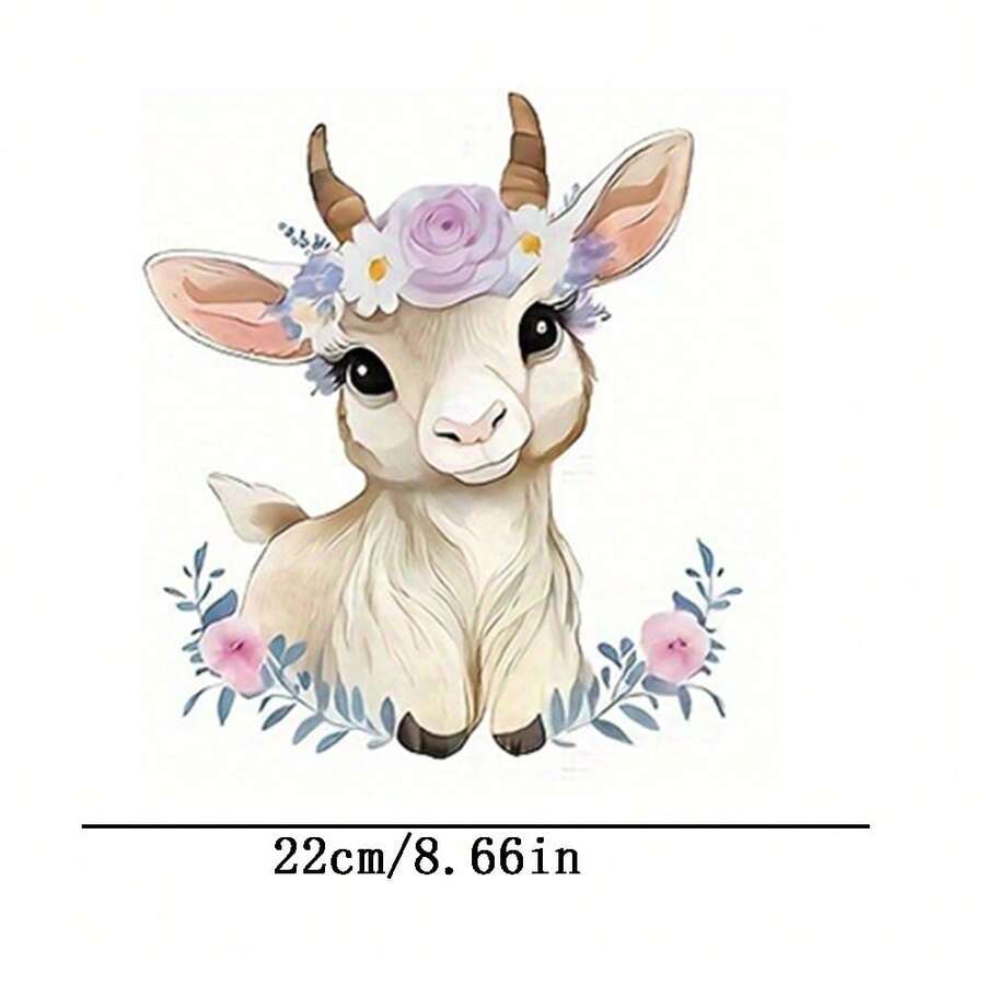 1pc Sheep Heat Transfer Patch, Suitable For T-Shirts, Jeans, Sweaters, Handbags, Pillows, Cushions, Can Be Ironed And Washed - L - View 1