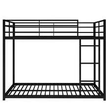 Contemporary Full Over Full Metal Bunk Bed - Low Profile Design With Integrated Ladder, Ideal For Small Spaces 77.2"L X 56"W X 53.7"H - Black - View 10