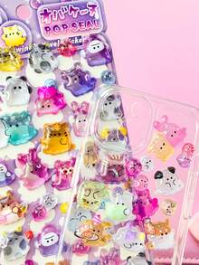 3D Rainbow Stickers - Cute Cartoon Underwater Rabbit Family (Multiple Styles) - Multicolor - View 8