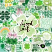 50 Stücke Kleeblatt St. Patricks Day Glücksbringer Aufkleber zum DIY Dekorieren von Handyhüllen, Laptops, Tagebüchern, Gitarren, Tassen, Schreibwaren, wasserfest - Verschiedenfarbig - Übersicht 5