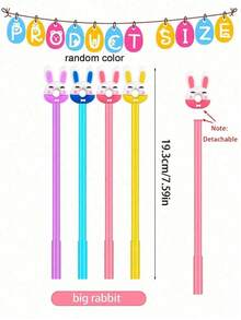 10支装 - 快乐复活节彩蛋兔子造型直杆中性笔，卡通创意可爱复活节圆珠笔，复活节卡通兔子中性墨水笔，教师办公用品，新奇学习用品，复活节礼物，成人男女通用家庭教育期末考试课堂书写办公签名专用书写笔，书写笔文具套装，节日文具礼品，返校季礼物 - 彩色 - 查看 9