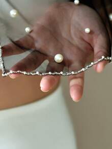 一件缀满珍珠串珠的华丽新娘披肩，优雅短款开衫毛衣，适合婚礼、正式场合、派对等场合的配饰外套 - A - 查看 9