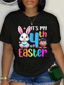 100% Cotton My 4th Birthday Easter Bunny Eggs Basket Lover Kids Toddler T-Shirt Round Neck Short Sleeve Streetwear Fashion Breathable Homme Soft Unisex Designer Clothes For Women Casual Clothes - Schwarz - Übersicht 5