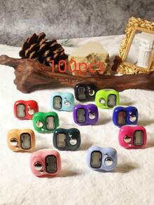 1 Stück/5 Stücke/10 Stücke Blumen- & Strass-verzierter manueller Zähler, kompakter mini tragbarer Fingerring-Klicker-Zähler, Daumendruckzähler, geeignet für Lernen, Sport und andere Zählaktivitäten - Verschiedenfarbig - Übersicht 18