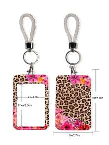 1pc ABS Leopard Print Flower Pattern Fashionable Personalized Keychain Pendant, Bag Charm, Student Bus Protector - Multicolor - View 7