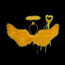 1 Easter And Halloween Yellow Feather Wing Decoration Angel Elf Performance Stage Cosplay Walking Prop,Ramadan Accesstories - Multicolor - View 6