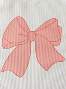 Girls' Casual Bow Print Sleeveless Top And Pleated Long Skirt 2 Pieces Set, Suitable For Spring/Summer - Pink - View 4
