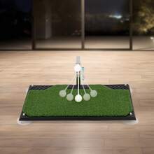 SanBouSi Golf Swing Trainer With 360° Auto-Rotating Ball Return, 5 Adjustable Heights & Realistic Turf Mat - Indoor/Outdoor Practice For All Clubs, Home Office Use - 綠色,白色,銀色 - 查看 3