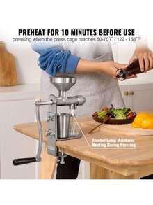 Manual Oil Press Machine, Stainless Steel Oil Extractor Machine, Detachable Oil Presser For Effortless Cleaning, Household Oil Expeller For Pressing Peanuts, Sesame Seeds, Rapeseed, Tea Seeds - Silver - View 3