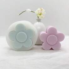 五瓣花硅胶模具，花卉蜡烛蜡石膏模具 - 白色 - 查看 3