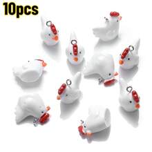 4Amazonia 5/10个混合动物树脂吊坠珠子，包括小鸡、乌龟、小猪、刺猬等造型，可用于制作珠宝首饰、DIY手工项链。 - 彩色 - 查看 11