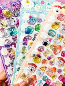 3D Rainbow Stickers - Cute Cartoon Underwater Rabbit Family (Multiple Styles) - Multicolor - View 7