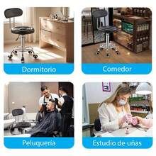 Taburete Redondo Giratorio, Se Puede Girar 360°, Cuenta con Respaldo, Adecuado para Salones de Belleza, Spas y Taburetes de Trabajo para Peluqueros, Diseñado para Prevenir el Enredado del Cabello, Equipado con Ruedas Esféricas de Aleación y Patas de Soporte Reforzadas Silla de oficina ergonómica de 1 pieza - Diseño cómodo, sin sedentarismo, levantable y rotativo, con botón de empuje, estructura de plástico duradera, ideal para uso de computadora en casa en el salón o estudio, silla de oficina - Blanco - Ver 7