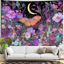 Boho Butterfly Tapestry Flower Moon Wall Tapestry, Moon Phases Tapestries For Bedroom Cute Tapestries Wall Hanging For Bedroom Living Room Decor - 1PC - View 4