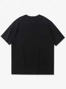 女士休闲日常通勤简约纯色短袖黑色T恤，夏季 - 黑色 - 查看 6