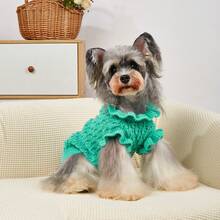 Puppy Knit Sweater Warm Retro Ruffled Collar - Cadet Blue - View 8
