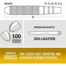 Darts, Steel Tip Darts Set, Includes Speedline Shafts, Marathon Gold Dart Flights, Available In Sizes 19g, 21g, 23g, 25g 27g - 21 Grams - View 4