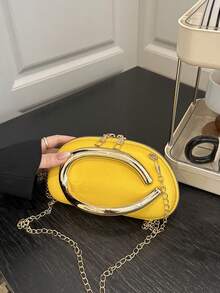 1pc Women's Fashion Versatile Shoulder Bag, Luxurious High-Quality Personalized Chain Crossbody Bag, Versatile Clutch Bag For Dates, Gifts, Work, Parties - Yellow - View 12