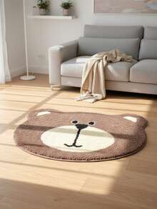 1pc Cute Bear & Lion Plush Round Mat - Soft, Comfortable, Decorative Rug For Teen Bedroom, Living Room Or Playroom, Bedroom Carpet | Adorable Animal Design, Bedroom Decor, Room Decor, Small Rug, Blanket - Multicolor - View 10