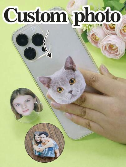 Customized Photo Phone Stand, Personalized Pet Face Phone Stand, Customized Acrylic Phone Accessories, Customizable Photo Birthday Gift, Personalized Gift, Anniversary, Pet Lover, Elastic Phone Stand, Personal Art Photo, Bridesmaid, Boyfriend, Girlfriend, Best Friend, Coworker, Women, Men, Kids, Students, Valentine's Day