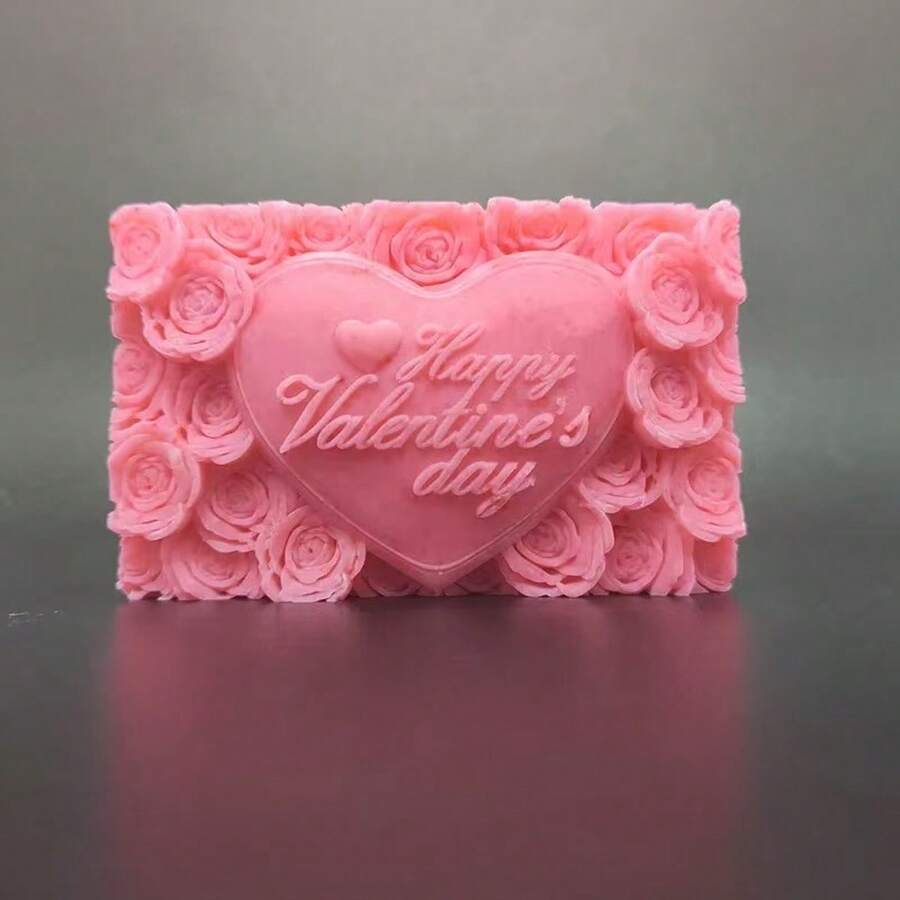 Heart Rose Shaped Brick Silicone Mold, DIY Candle Mold - White - View 1