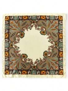 1pc Minimalist Printed Satin Scarf, New Spring Fashion Accessory Scarf, Suitable For Women, Can Be Used As A Waistband, Bag Decoration, Ribbon, Headband Or Scarf, An Ideal Choice To Enhance Your Overall Look. - 米色 2 - 查看 5