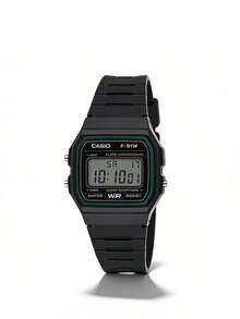 Casio 卡西欧数字手表，标准防水，男士手表，石英经典小方表盘，LED 背光秒表，正装表，常规时间显示，每日闹铃，轻巧便携，男士手表，模拟指针手表，腕表，日常佩戴，生日礼物，周年纪念礼物，情人节礼物 - 黑色 - 查看 10