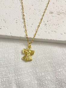 1件时尚铜锆石吊坠项链，适合女性日常佩戴或作为斋月礼物 - 金色 - 查看 2