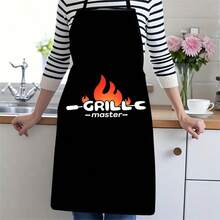1PC Creative Funny Food Print Apron Crab Meat Dim Sum Pattern Kitchen Apron Black Background Humorous Text Apron Restaurant Home Cooking Apron - C - View 13