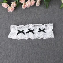 Lace Trim Princess Style Thigh Garter, Suspender Accessories, Choker & Leg Warmers, Bridal Wedding Stockings - Black - View 6