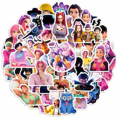 50pcs K-Pop Girl Group Sticker Set (Q-Style) - Vivid Waterproof Graffiti Stickers, Suitable As Easter, Valentine's Day And New Year Gifts, Room Decor, Personalized School Supplies And Water Bottles