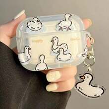 卡通鸭子涂鸦保护壳，兼容苹果无线充电盒，防刮防震 - 無色 - 查看 12