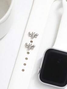 2pcs Fashion Decorative Rings Compatible With Apple Watch Strap, Bee Shaped - Gold - View 10