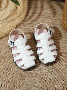 1 Pair Toddler Summer Fashionable Cute Beach Sandals, Casual Multi-Strap Sandals For School And Daily Wear, Soft Sole Easy To Slip On - Beige - View 1