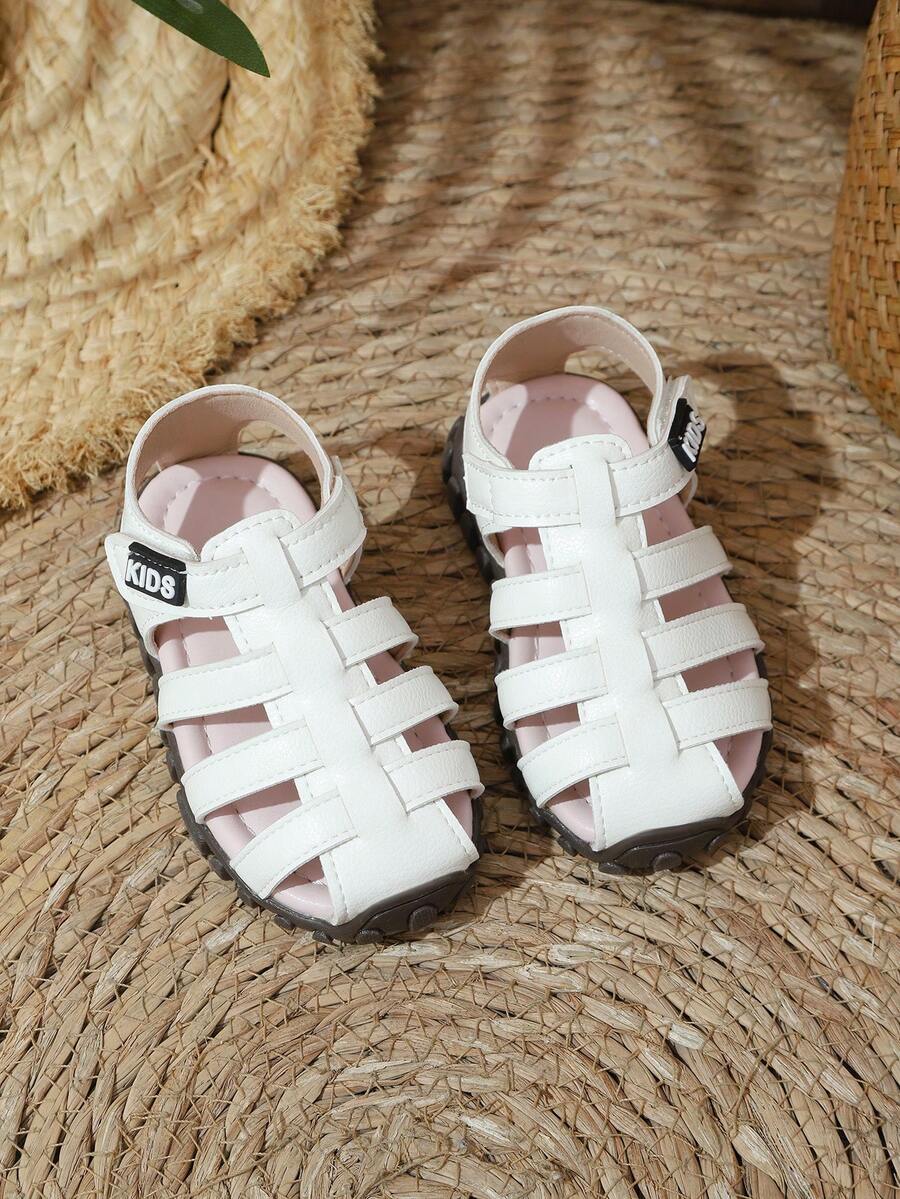 1 Pair Toddler Summer Fashionable Cute Beach Sandals, Casual Multi-Strap Sandals For School And Daily Wear, Soft Sole Easy To Slip On - Beige - View 1