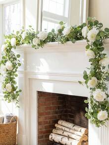 1 pieza Guirnalda de flores artificiales, guirnalda de flores artificiales de plástico modernas para decoración de fiestas, Día de San Valentín, regalos - Blanco - Ver 2