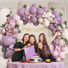 146pcs Purple Balloon Arch Kit, Light Pink, Beige, Rose Gold Balloons Suitable For Wedding, Birthday, Baby Shower, Mother's Day, Bridal Shower, Lavender Party Decoration - Multicolor - View 5