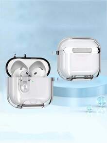 1pc Transparent TPU Lock Bracket Earphone Case, Suitable Compatible With Apple 4 Pro 2, Pro Ice Armor Bracket Case, Manual Open, Wireless Bluetooth Earphone Case, Creative Protective Cover - Multicolor - View 3