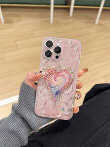 加厚透明防摔UV喷漆粉色TPU手机壳，饰有个性化油画蕾丝蝴蝶爱心图案，兼容 17/17 Air/17 Pro/17 Pro Max、16/16 Plus/16 Pro/16 Pro Max、15/15 Plus/15 Pro/15 Pro Max、14/14 Plus/14 Pro/14 Pro Max、13 Mini/13/13 Pro/13 Pro Max、Galaxy系列 - 彩色 - 查看 2