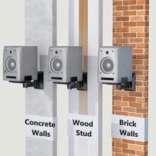 2x Black Wall Mount Universal Stereo Small Speaker Brackets SINGLE Swivel & Tilt - Black - View 8