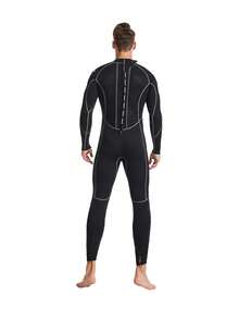 HISEA 3毫米氯丁橡胶潜水服，男女通用保暖潜水服；男士后拉链冲浪潜水服；女士保暖连体泳衣（黑色） - 黑色 - 查看 4