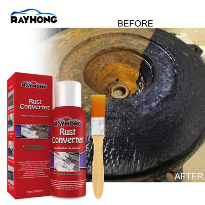 rayhong Car Chassis Rust Converter With Brush Multi Purpose Water Based Metal Rust Remover Repair Protect Iron Metal Surfaces Maintenance Remove Iron Powder And Rust Prevent Secondary Rusting Prevent Surface Oxidation Restore Luster