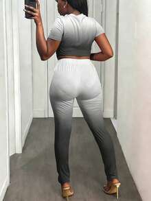 Ombre Lip Print Sexy Outfit - Black and White - View 2