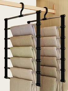 Multi-Tier Pants Rack, Saves 80% Space, Multi-Functional Non-Slip Ladder Design, Can Hang Scarves, Jeans, Pants, Ties, Bedsheets Etc., Dorm Essential Wardrobe Storage Organizer, Ideal For Holiday Preparation, Effortless Assembly, Quick Installation, Minimalist & Practical, Keeps Your Beloved Clothes Within Reach - Multicolor - View 12