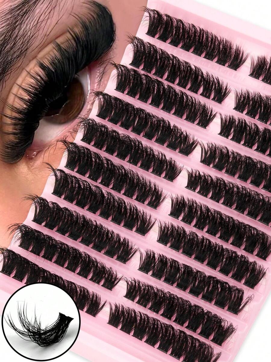 160Pcs D Curl 100D Independent False Eyelash Clusters, DIY Eyelash Extension- Easy Individual Use At Home With Natural Look And Long-Lasting Wear - Show Everyday Glamourlash Clusters,Eyelash Clusters,Individual Eyelashes,Lashes,Fake Lashes - D - 查看 1
