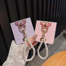 1pc Women's Crocodile Texture Butterfly Ring Bracelet Foldable Protective Phone Case Compatible With Galaxy Z Flip7, Shock-Resistant, Lightweight, Suitable For Galaxy Z Flip7 FE, Galaxy Z Flip6, Galaxy Z Flip5 - Multicolor - View 10