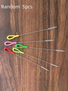 Set de 3 piezas/5 piezas de cepillos de limpieza reutilizables de acero inoxidable, aptos para limpiar vidrio, silicona, pajitas de metal, utensilios de cocina (entrega aleatoria) - Cepillo de gota de agua (pelo aleatorio multicolor) - Ver 9