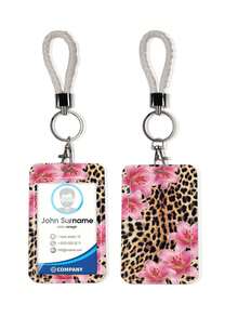 1pc ABS Leopard Print Flower Pattern Fashionable Personalized Keychain Pendant, Bag Charm, Student Bus Protector - Multicolor - View 4