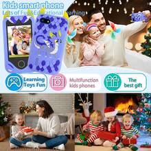 Điện thoại đồ chơi thông minh cho trẻ em 3-12 tuổi với camera kép, màn hình cảm ứng HD 2.8 inch, máy nghe nhạc, điện thoại đồ chơi giáo dục, quà Giáng sinh và sinh nhật cho bé gái. - Nhiều màu - Xem 7