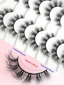 ENCHUW 7 Pairs Of Full Strip False Eyelashes Fluffy Natural Looking Lightweight & Soft Makeup For Daily Wear Strip Lashes,Fake Lashes - Black - View 2